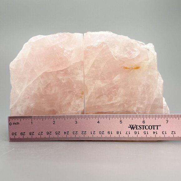 Rose Quartz Bookends Natural Characteristics Crystal Decor Pink Bookshelf (GB) - Picture 9 of 10